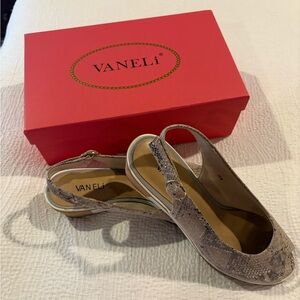 Vaneli Baise Metalic Opal Rockefeller Snake Print Women's Slingback Sandals
